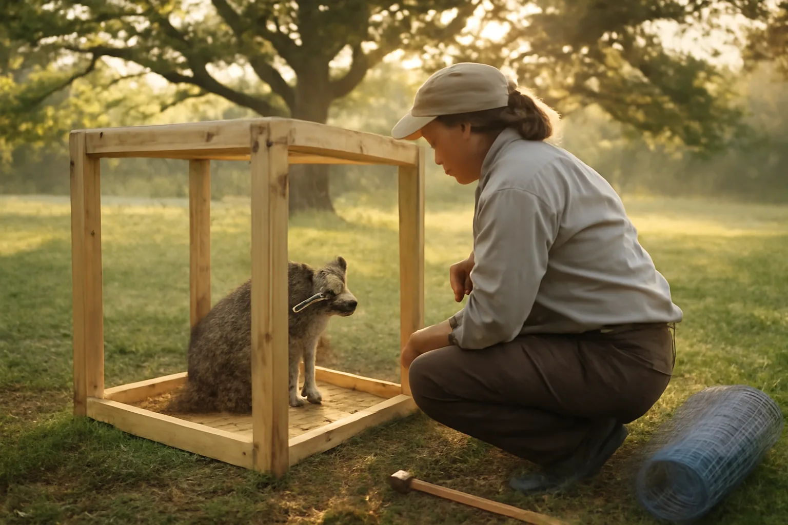 Arkansas wildlife rehabilitator building outdoor enclosure